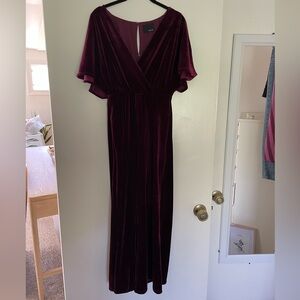 Greylin Burgundy Velvet Jumpsuit